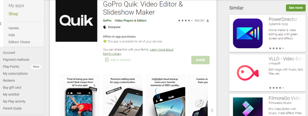 quik video editor for mobilie phone