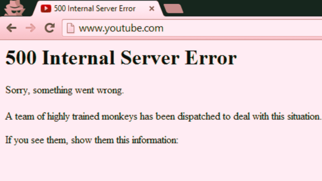 YouTube 500 Internal Server Error